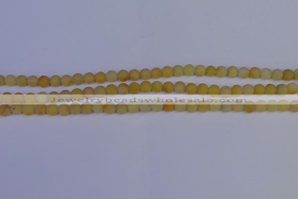 CYJ600 15.5 inches 4mm round matte yellow jade beads wholesale