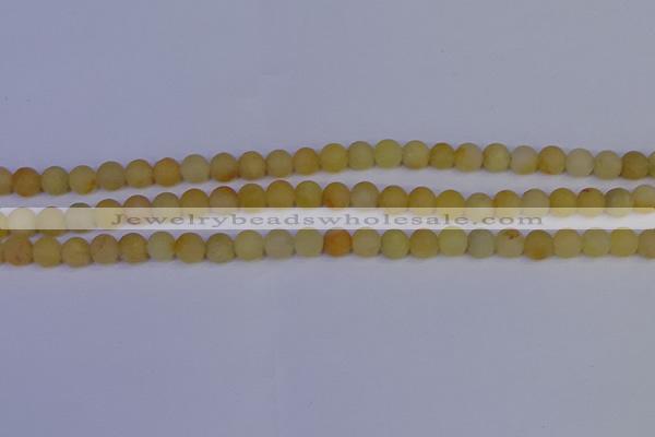 CYJ601 15.5 inches 6mm round matte yellow jade beads wholesale