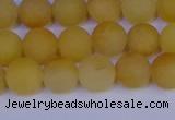 CYJ602 15.5 inches 8mm round matte yellow jade beads wholesale