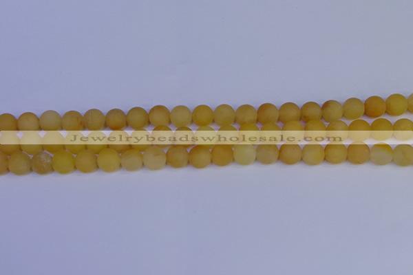 CYJ602 15.5 inches 8mm round matte yellow jade beads wholesale