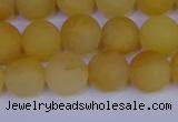 CYJ603 15.5 inches 10mm round matte yellow jade beads wholesale