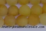 CYJ604 15.5 inches 12mm round matte yellow jade beads wholesale