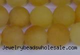 CYJ605 15.5 inches 14mm round matte yellow jade beads wholesale