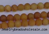 CYJ610 15.5 inches 4mm round matte yellow jade beads wholesale