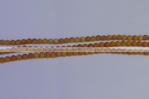 CYJ610 15.5 inches 4mm round matte yellow jade beads wholesale