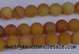 CYJ611 15.5 inches 6mm round matte yellow jade beads wholesale