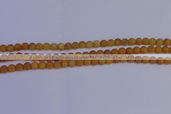 CYJ611 15.5 inches 6mm round matte yellow jade beads wholesale