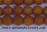 CYJ612 15.5 inches 8mm round matte yellow jade beads wholesale