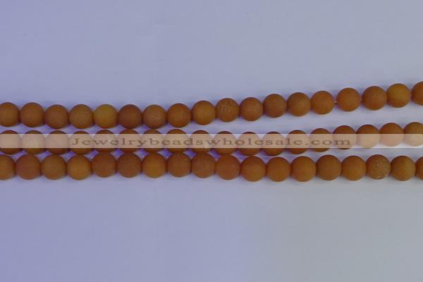 CYJ612 15.5 inches 8mm round matte yellow jade beads wholesale