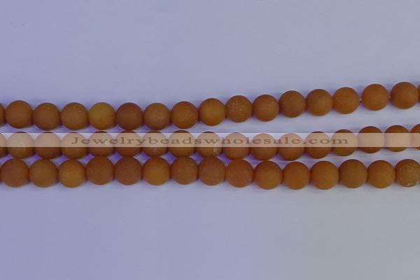 CYJ613 15.5 inches 10mm round matte yellow jade beads wholesale