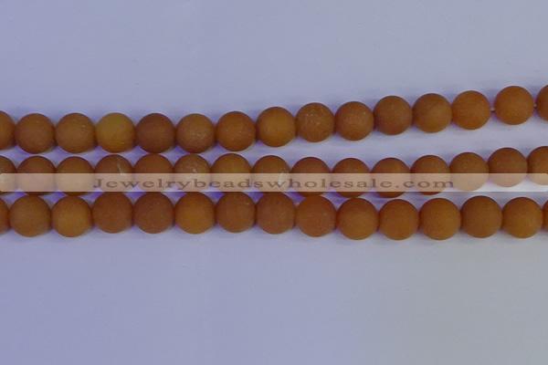 CYJ614 15.5 inches 12mm round matte yellow jade beads wholesale