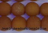 CYJ615 15.5 inches 14mm round matte yellow jade beads wholesale