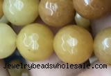 CYJ633 15.5 inches 10mm faceted round yellow jade beads wholesale