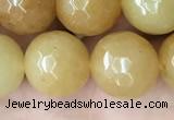 CYJ634 15.5 inches 12mm faceted round yellow jade beads wholesale