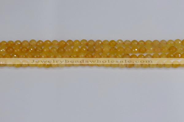 CYJ638 15.5 inches 4mm faceted round yellow jade beads wholesale