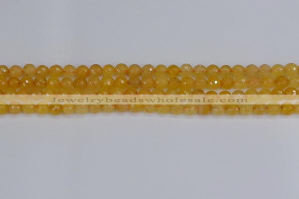 CYJ639 15.5 inches 6mm faceted round yellow jade beads wholesale