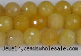 CYJ640 15.5 inches 8mm faceted round yellow jade beads wholesale