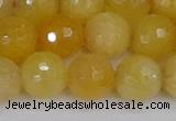 CYJ642 15.5 inches 12mm faceted round yellow jade beads wholesale