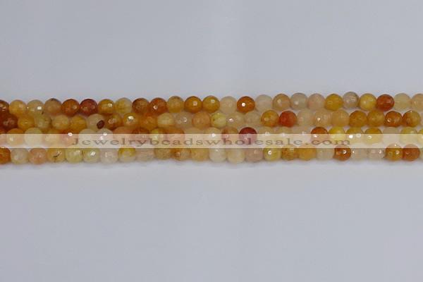 CYJ645 15.5 inches 4mm faceted round mixed yellow jade beads