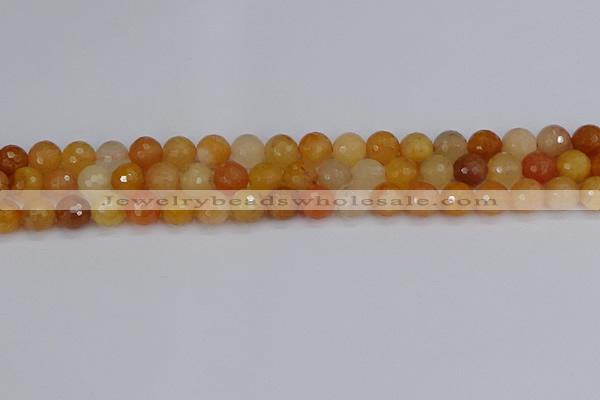 CYJ647 15.5 inches 8mm faceted round mixed yellow jade beads