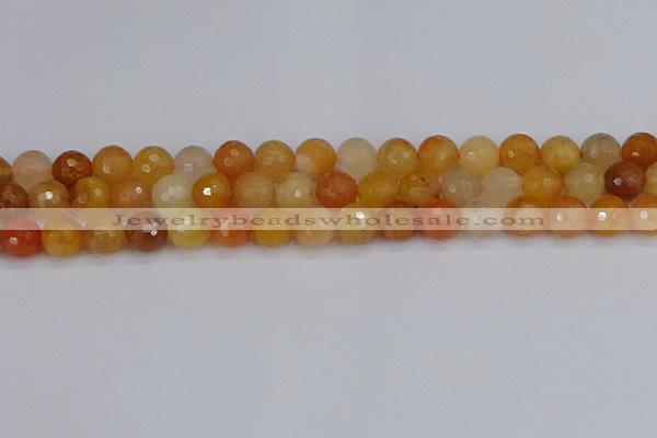 CYJ648 15.5 inches 10mm faceted round mixed yellow jade beads