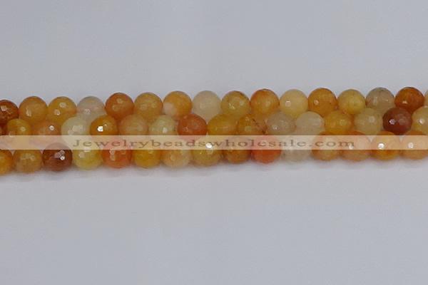 CYJ649 15.5 inches 12mm faceted round mixed yellow jade beads