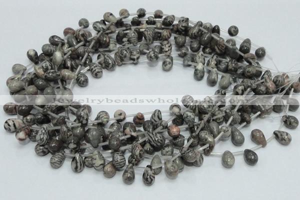 CZJ16 16 inches 8*12mm teardrop zebra jasper gemstone beads wholesale