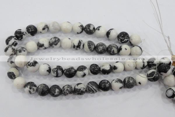 CZJ206 15.5 inches 14mm round black & white zebra jasper beads