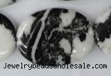 CZJ222 15.5 inches 30*40mm oval black & white zebra jasper beads