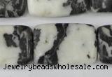 CZJ228 15.5 inches 20*30mm rectangle black & white zebra jasper beads