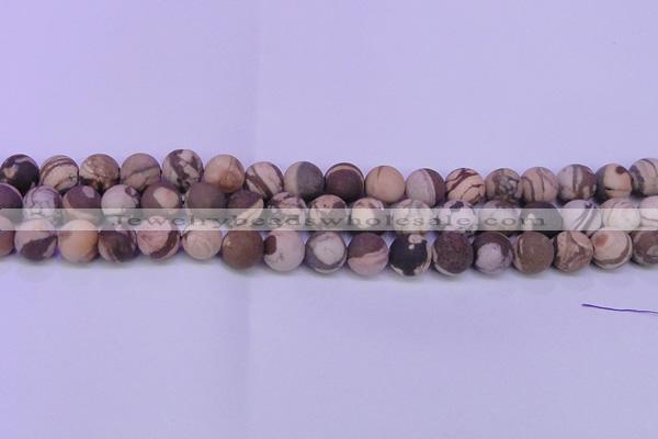 CZJ260 15.5 inches 4mm round matte zebra jasper beads