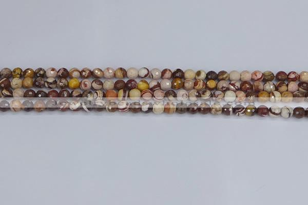 CZJ278 15.5 inches 4mm faceted round zebra jasper beads