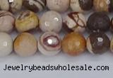 CZJ280 15.5 inches 8mm faceted round zebra jasper beads