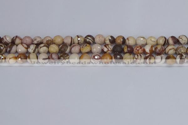 CZJ280 15.5 inches 8mm faceted round zebra jasper beads