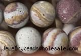 CZJ287 15.5 inches 8mm round matte red zebra jasper beads