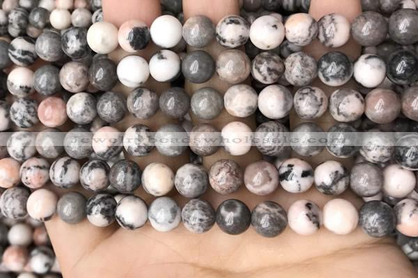 CZJ298 15.5 inches 8mm round pink zebra jasper beads wholesale