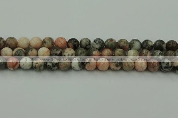 CZJ553 15.5 inches 10mm round pink zebra jasper beads wholesale