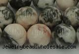 CZJ555 15.5 inches 14mm round pink zebra jasper beads wholesale