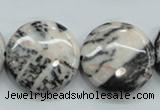 CZJ56 16 inches 25mm flat round zebra jasper gemstone beads wholesale