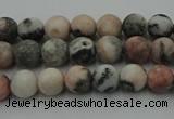 CZJ560 15.5 inches 4mm round matte pink zebra jasper beads