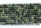 CZJ570 15.5 inches 4mm round green zebra jasper gemstone beads