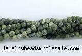 CZJ581 15.5 inches 6mm faceted round green zebra jasper gemstone beads