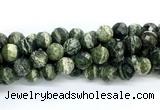 CZJ583 15.5 inches 10mm faceted round green zebra jasper gemstone beads