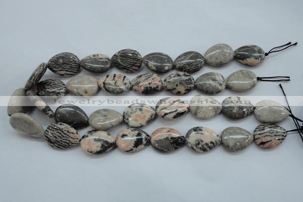 CZJ70 15.5 inches 18*25mm flat teardrop zebra jasper gemstone beads