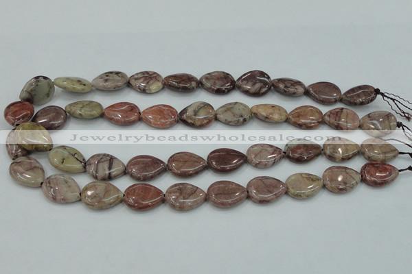 CZJ81 16 inches 15*20mm flat teardrop red zebra jasper beads wholesale