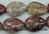 CZJ82 16 inches 18*25mm flat teardrop red zebra jasper beads wholesale