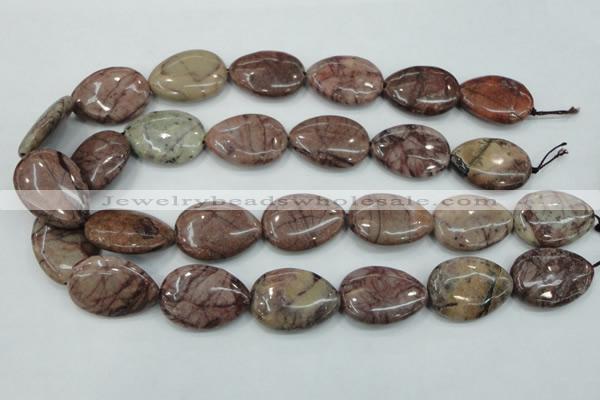 CZJ83 16 inches 22*30mm flat teardrop red zebra jasper beads wholesale