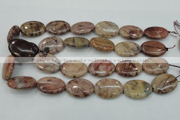 CZJ84 16 inches 22*30mm oval red zebra jasper beads wholesale