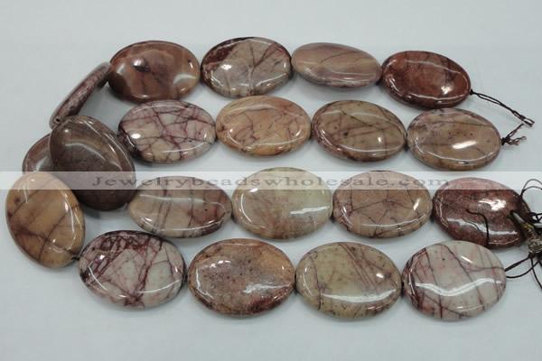 CZJ85 16 inches 30*40mm oval red zebra jasper beads wholesale