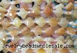 FGBS10 15 inches 12mm faceted Four leaf clover yellow aventurine beads